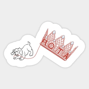 Logo - Dog pulling threads on Royal Rota Sticker